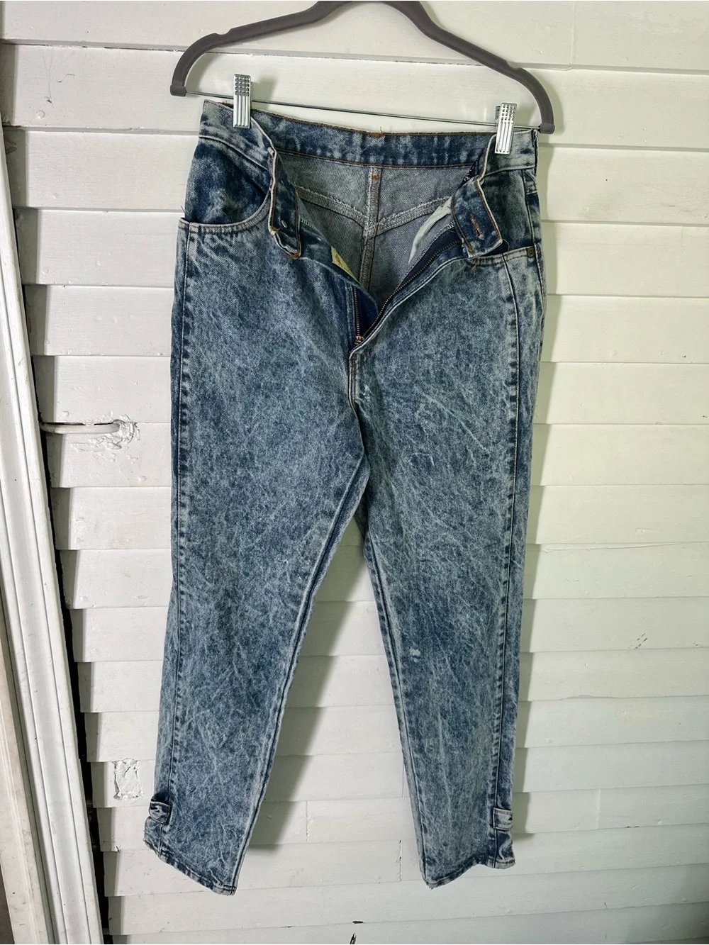 Acid Wash High-Waist Jeans - Blue vintage Chic with bows size 11